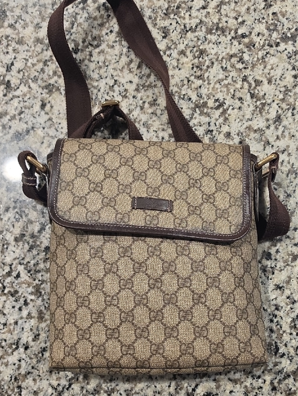 Gucci Beige/Brown GG Canvas Crossbody Bag